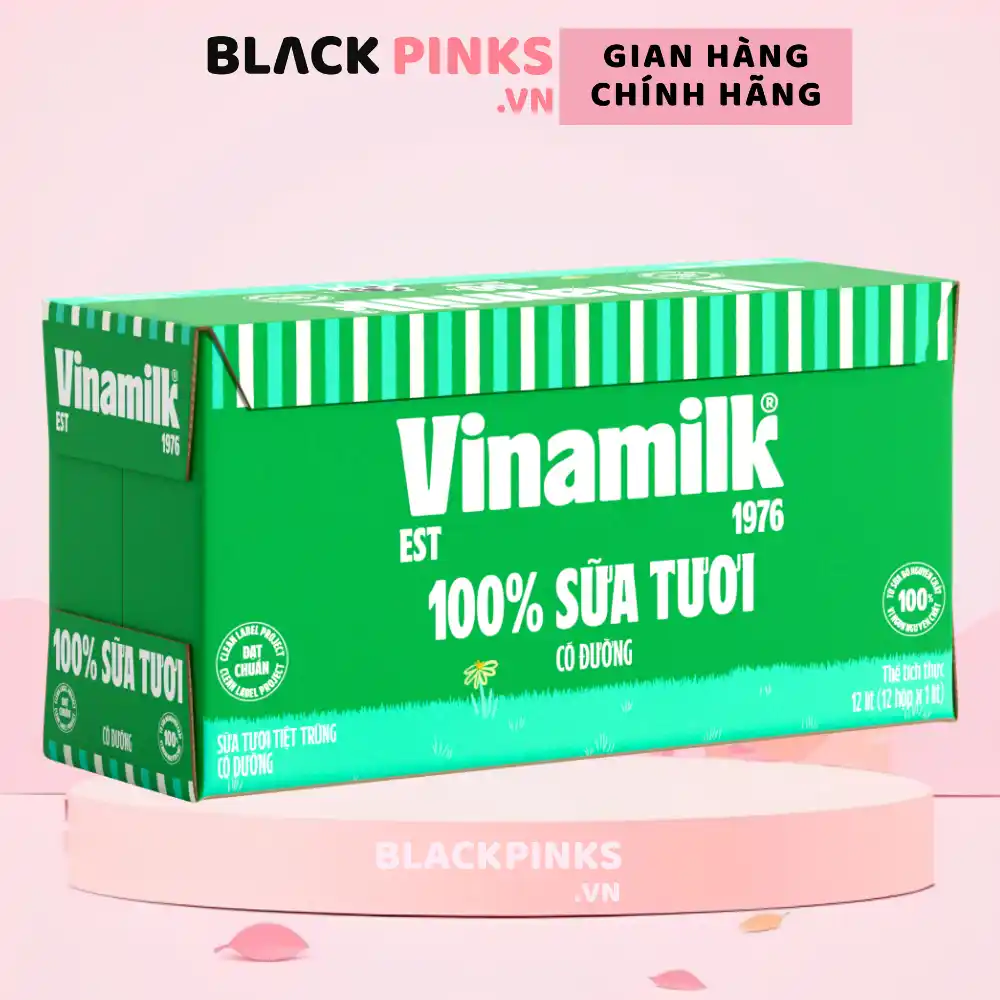 Thùng 12/48 hộp sữa tươi tiệt trùng Vinamilk có đường 110ml/180ml/1l