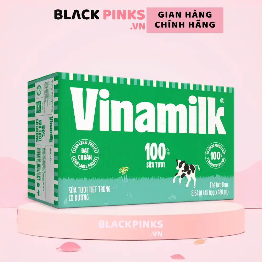 Thùng 12/48 hộp sữa tươi tiệt trùng Vinamilk có đường 110ml/180ml/1l