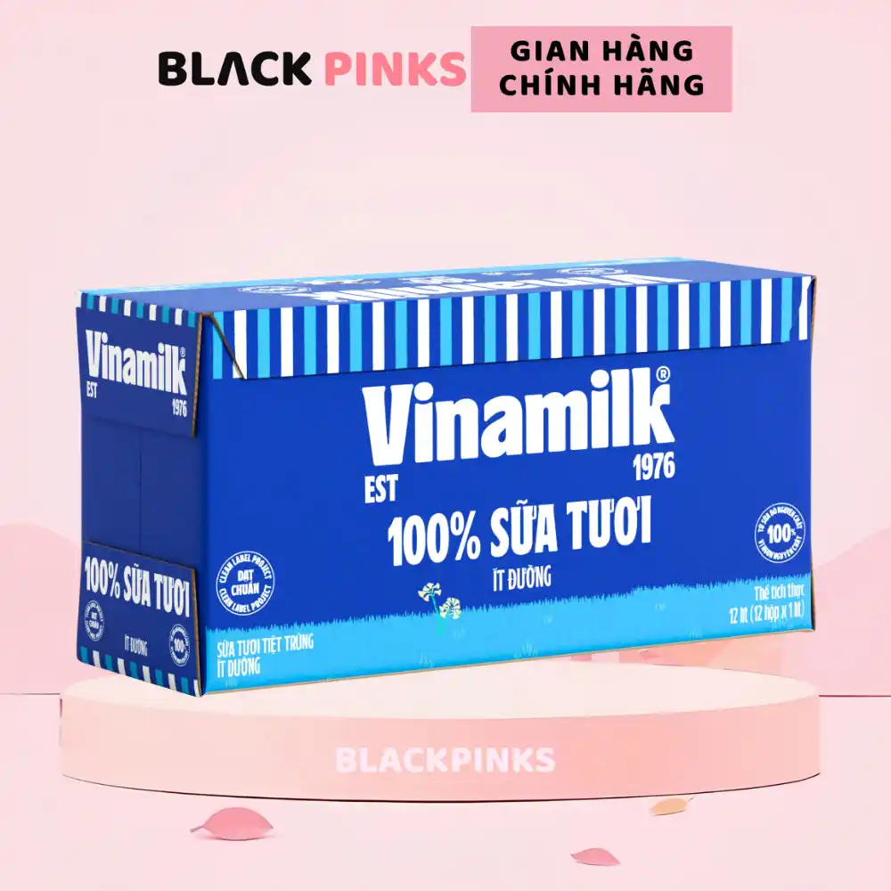 Thùng 12/48 hộp sữa tươi tiệt trùng Vinamilk ít đường 110ml/180ml/1l