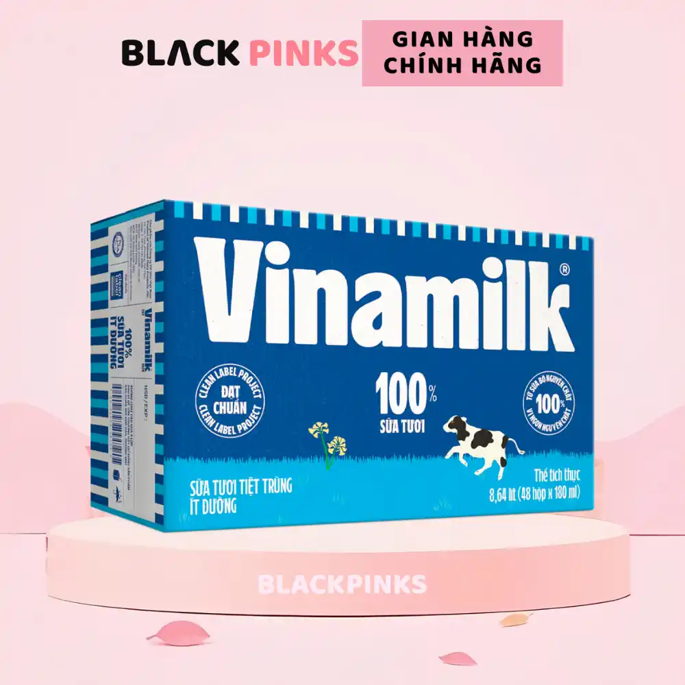 Thùng 12/48 hộp sữa tươi tiệt trùng Vinamilk ít đường 110ml/180ml/1l