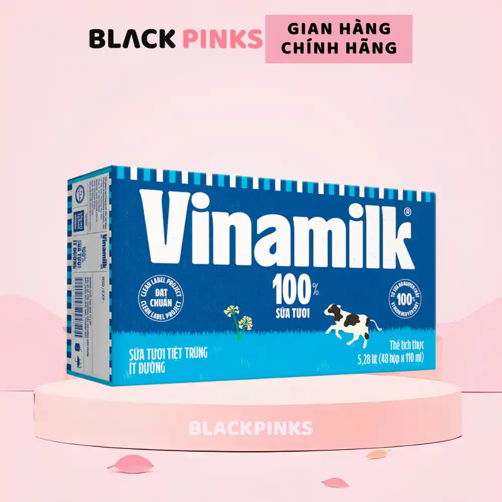 Thùng 12/48 hộp sữa tươi tiệt trùng Vinamilk ít đường 110ml/180ml/1l
