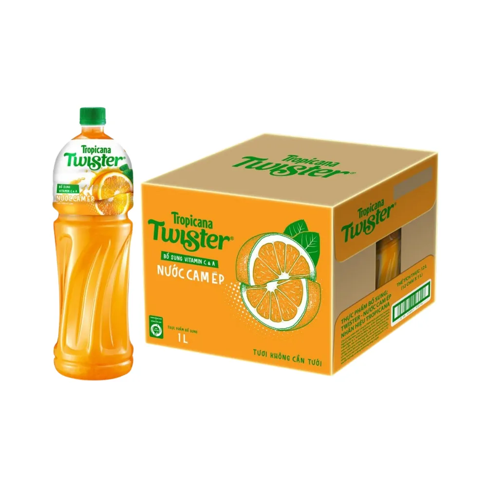 Thùng 12 chai nước cam ép Twister 1L