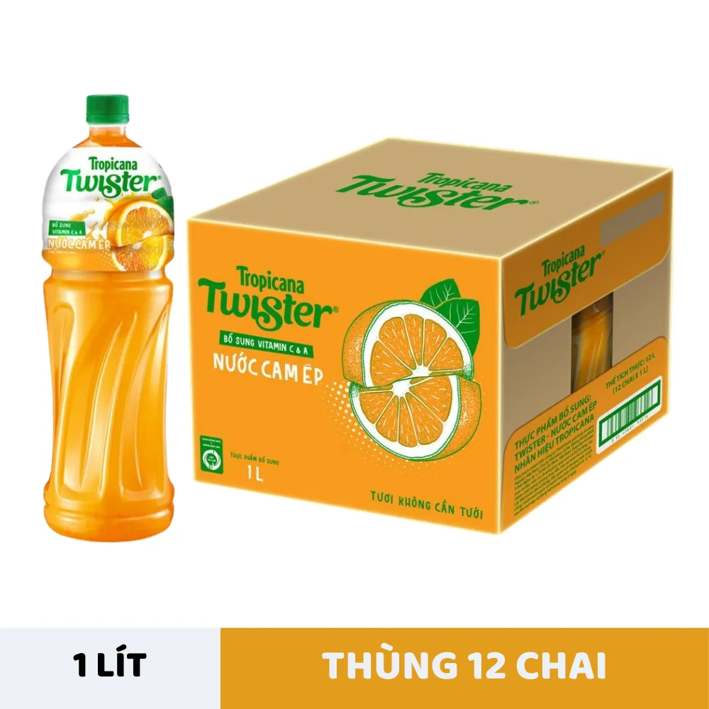 Thùng 12 chai nước cam ép Twister 1L
