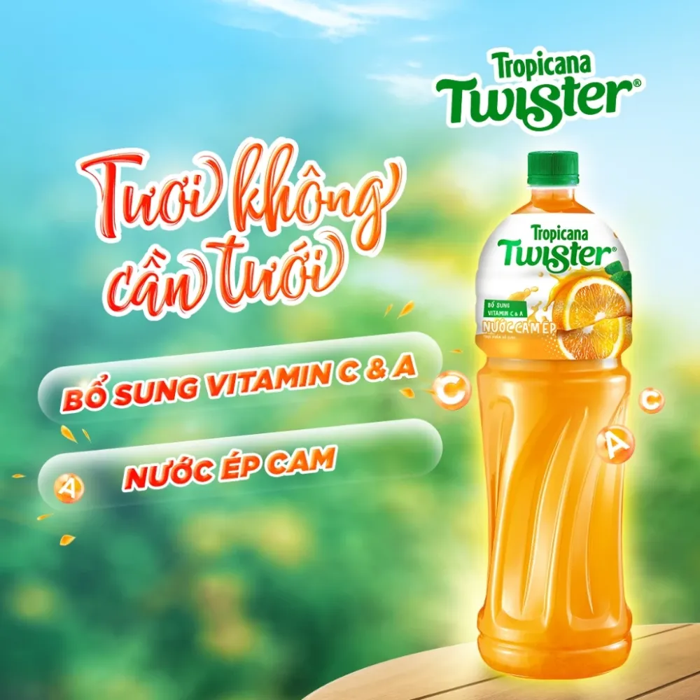 Thùng 12 chai nước cam ép Twister 1L