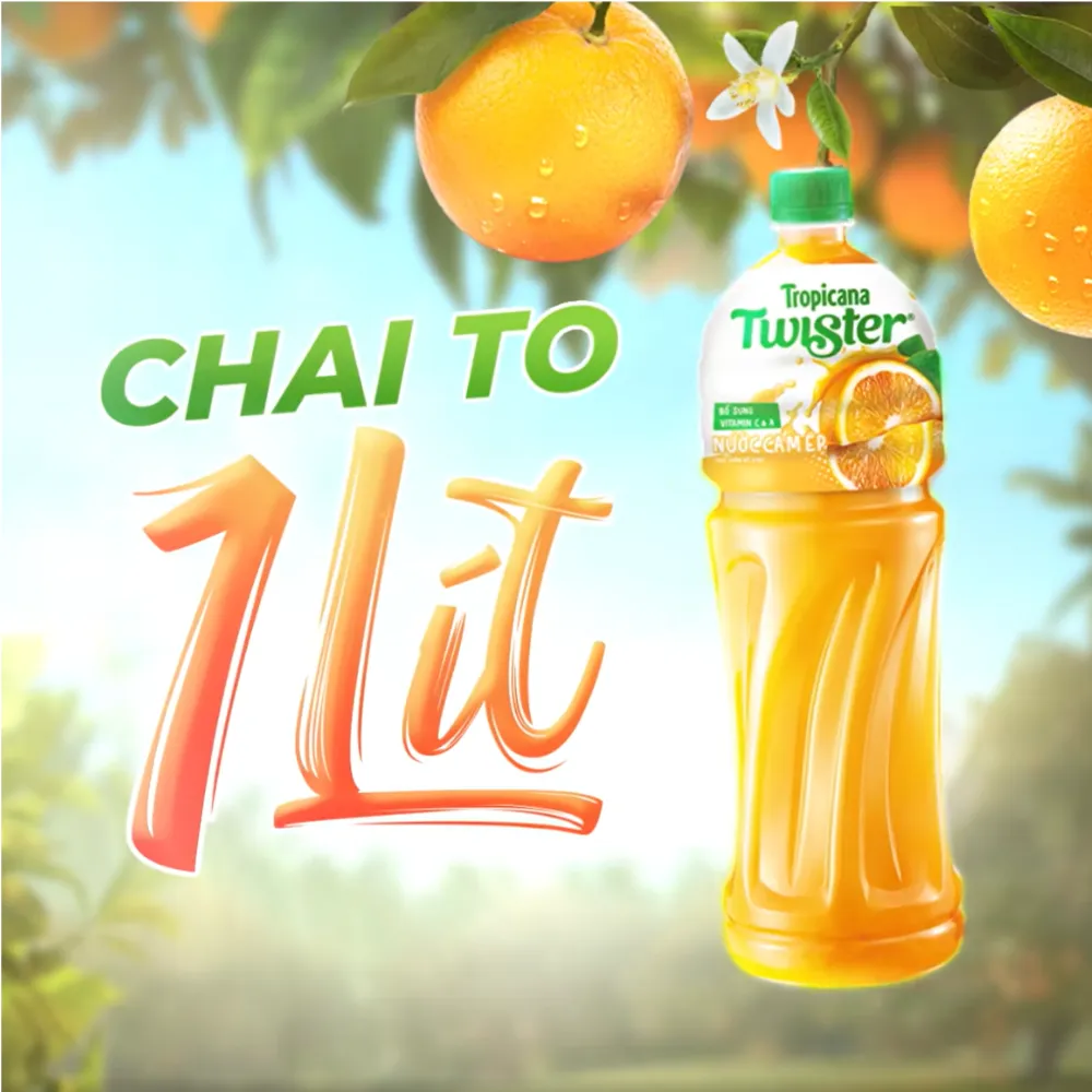 Thùng 12 chai nước cam ép Twister 1L