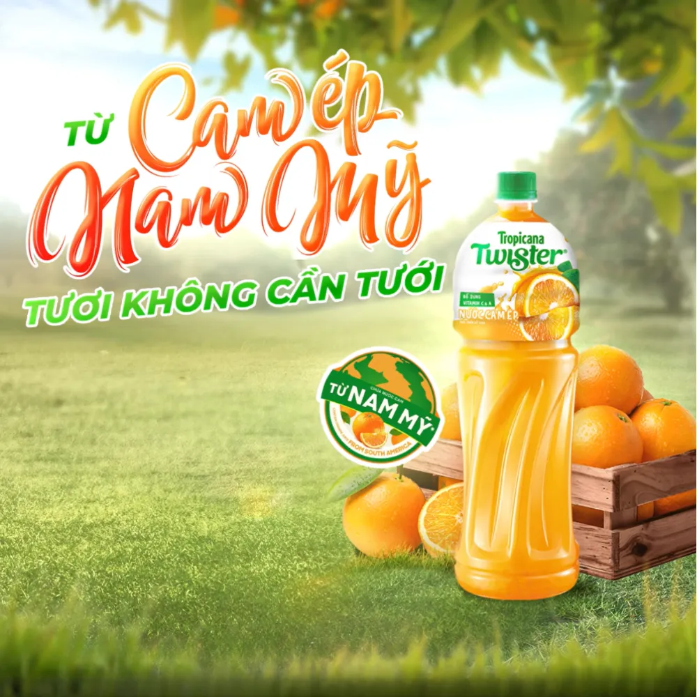 Thùng 12 chai nước cam ép Twister 1L