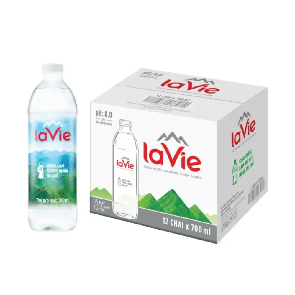 Thùng 12 chai nước khoáng thiên nhiên La Vie 700ml