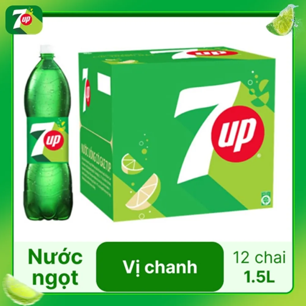 Thùng 12 chai nước ngọt 7Up 1.5L