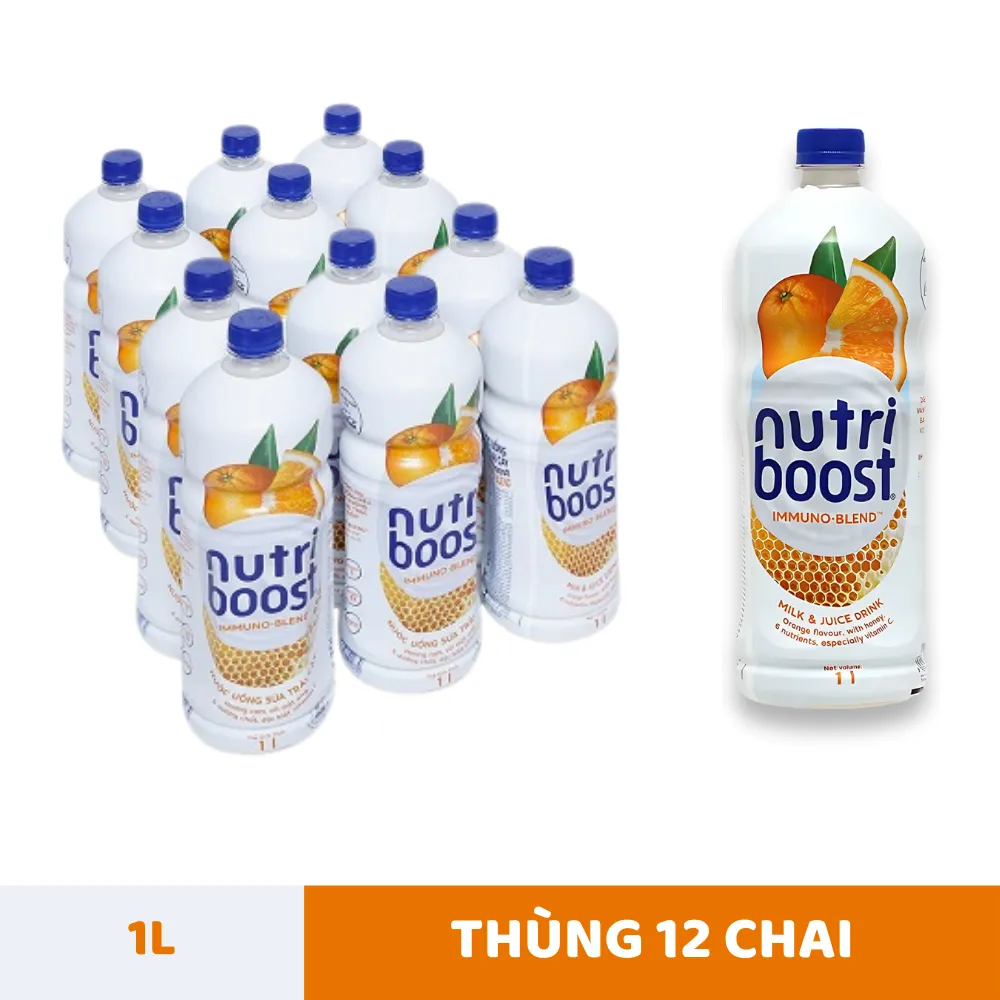 Thùng 12 chai sữa trái cây NutriBoost cam mật ong 1L