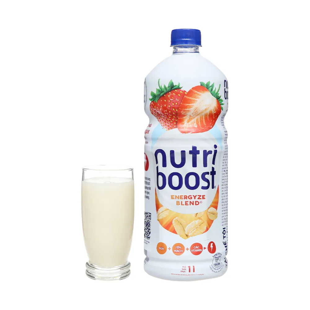 Thùng 12 chai sữa trái cây NutriBoost dâu và yến mạch 1L