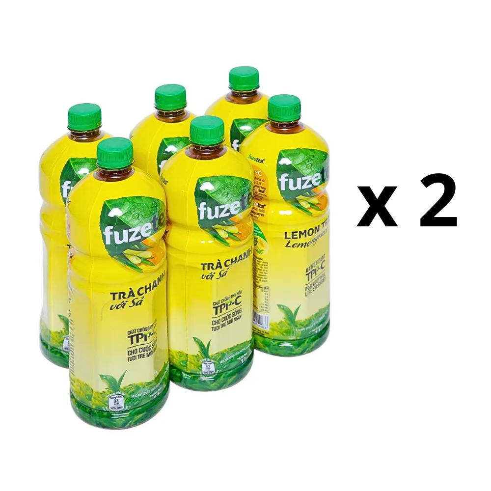Thùng 12 chai trà chanh sả Fuzetea+ 1L