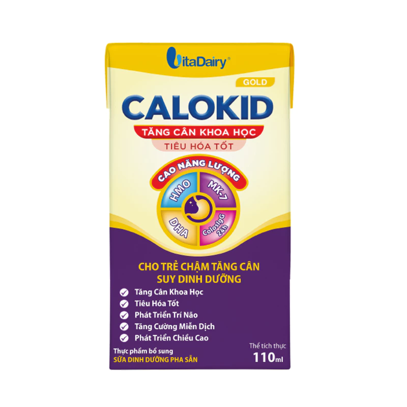 [Thùng 12 lốc] Sữa bột pha sẵn Calokid Gold 110ml và 180ml (lốc 4 hộp)