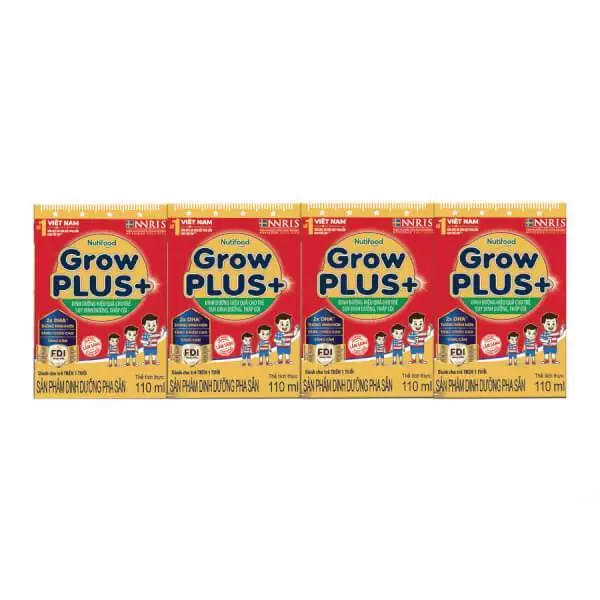 [Thùng 12 lốc] Sữa pha sẵn Nutifood GrowPLUS+ đỏ 110ml và 180ml (lốc 4 hộp)