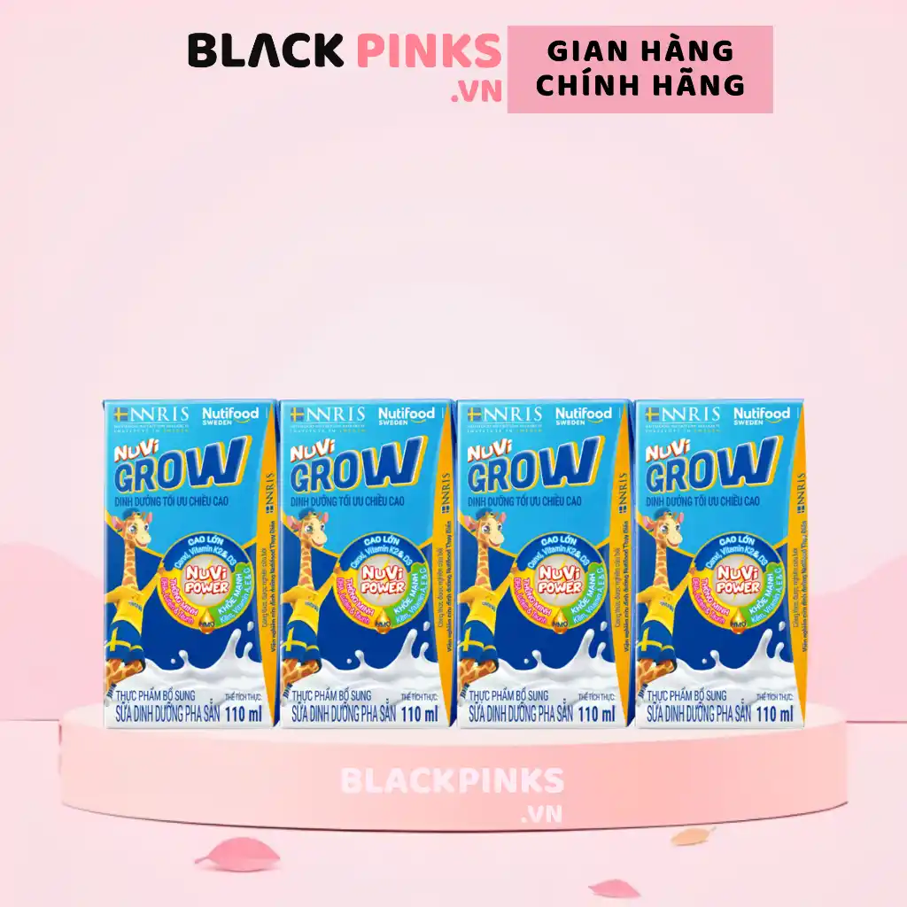 [Thùng 12 lốc] Sữa pha sẵn Nutifood NuVi Grow 110ml và 180ml (lốc 4 hộp)