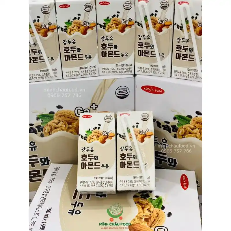 Thùng 16 hộp sữa hạt hạnh nhân óc chó Kang's Food 190ml