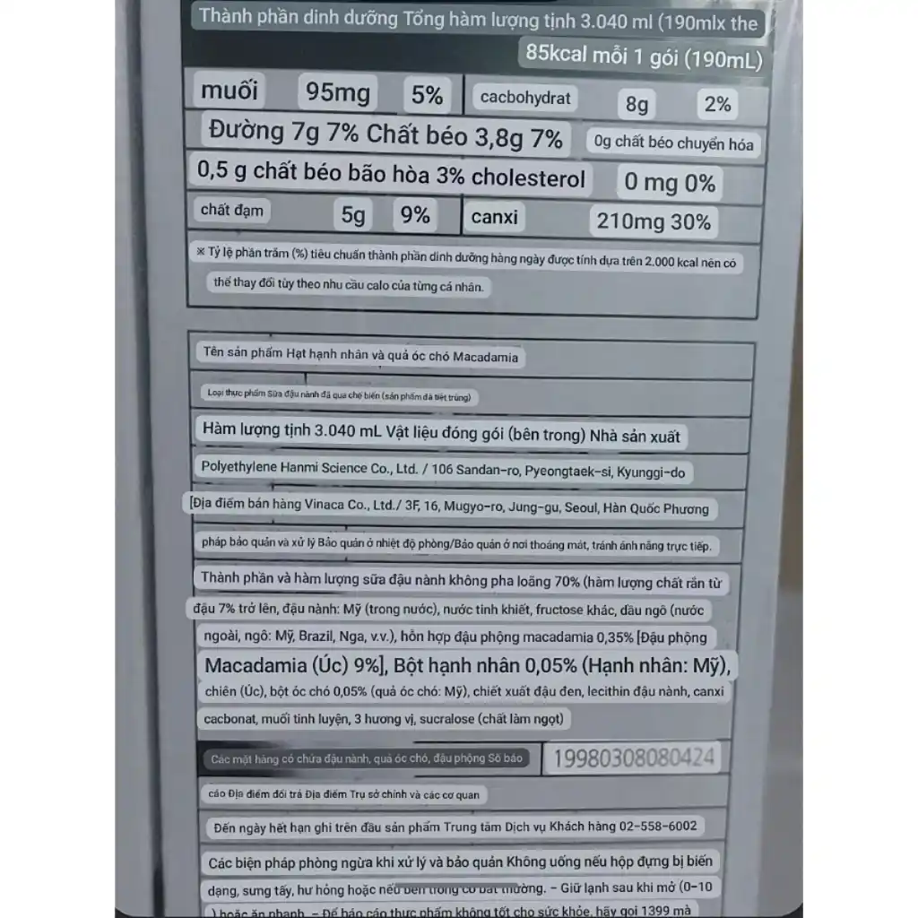 Thùng 16 hộp sữa hạt macca Kang's Food 190ml