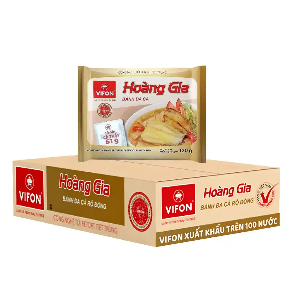 Thùng 18 gói bánh đa cá rô đồng Vifon Hoàng Gia gói 120g