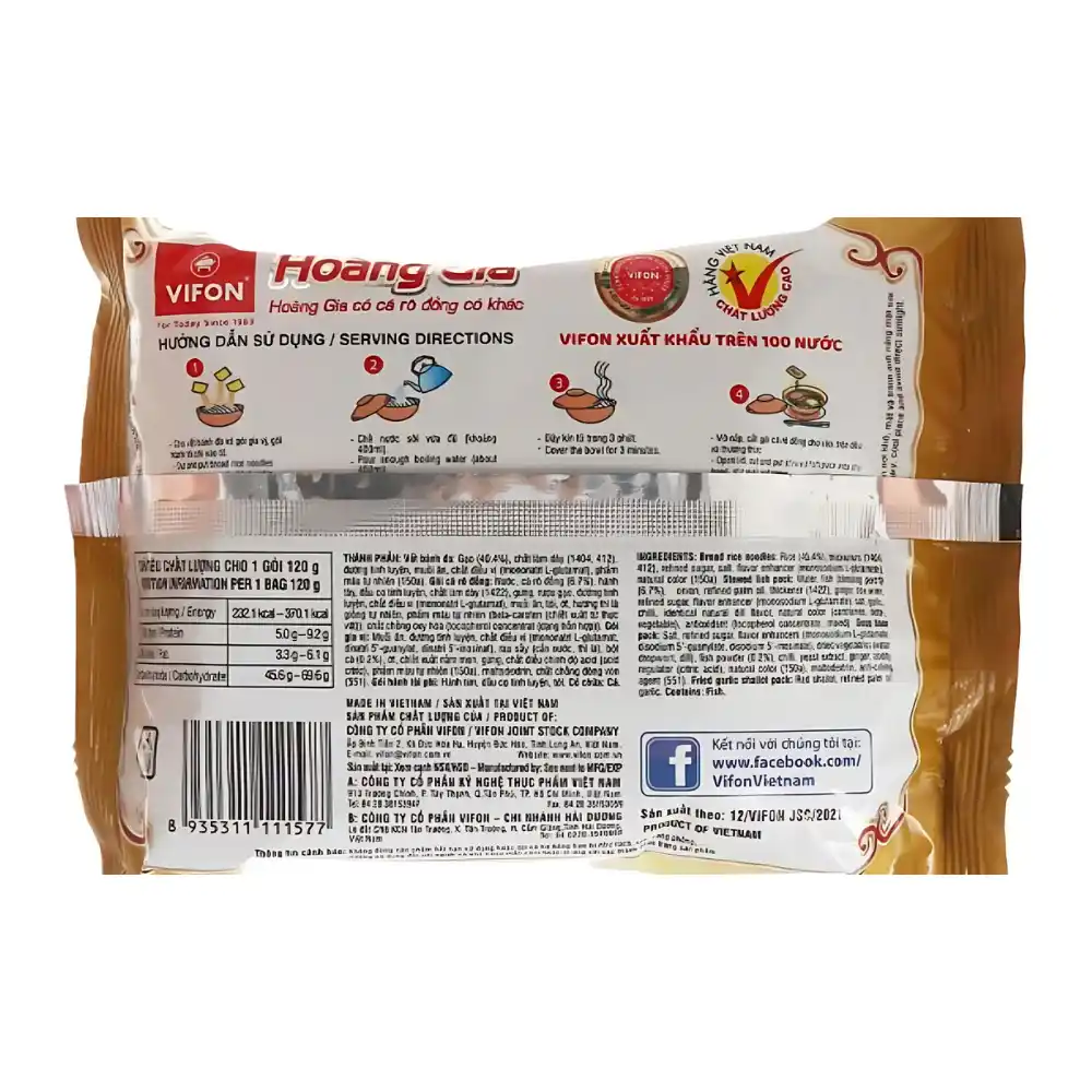 Thùng 18 gói bánh đa cá rô đồng Vifon Hoàng Gia gói 120g