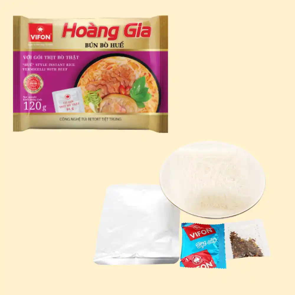 Thùng 18 gói bún bò Huế Vifon Hoàng Gia gói 120g