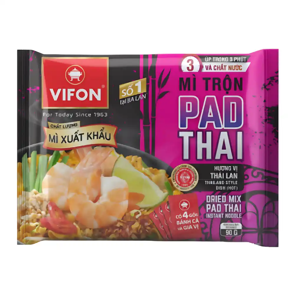 Thùng 18 gói mì trộn xuất khẩu Pad Thái/Mie Goreng/mix vị Vifon gói 90g