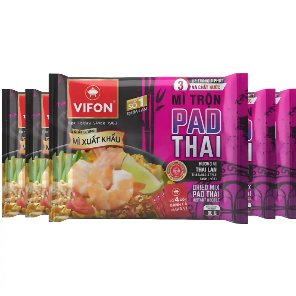 Thùng 18 gói mì trộn xuất khẩu Pad Thái/Mie Goreng/mix vị Vifon gói 90g