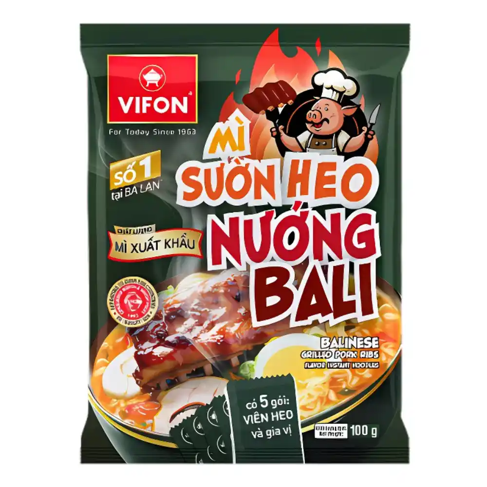 Thùng 18 gói mì xuất khẩu Vifon vị sườn heo nướng Bali/tôm chua cay hoàng đế gói 100g