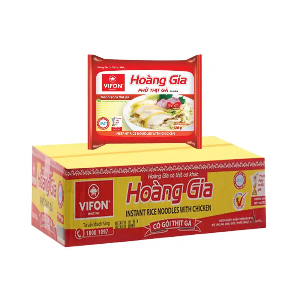 Thùng 18 gói phở thịt bò/gà Vifon Hoàng Gia gói 120g