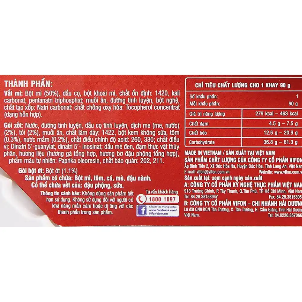 Thùng 18 khay mì trộn Pad Thái/tôm chua cay Thái Vifon 90g