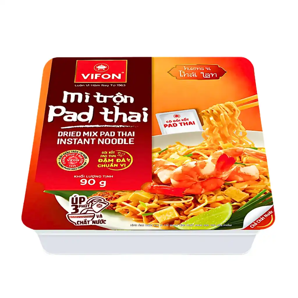 Thùng 18 khay mì trộn Pad Thái/tôm chua cay Thái Vifon 90g