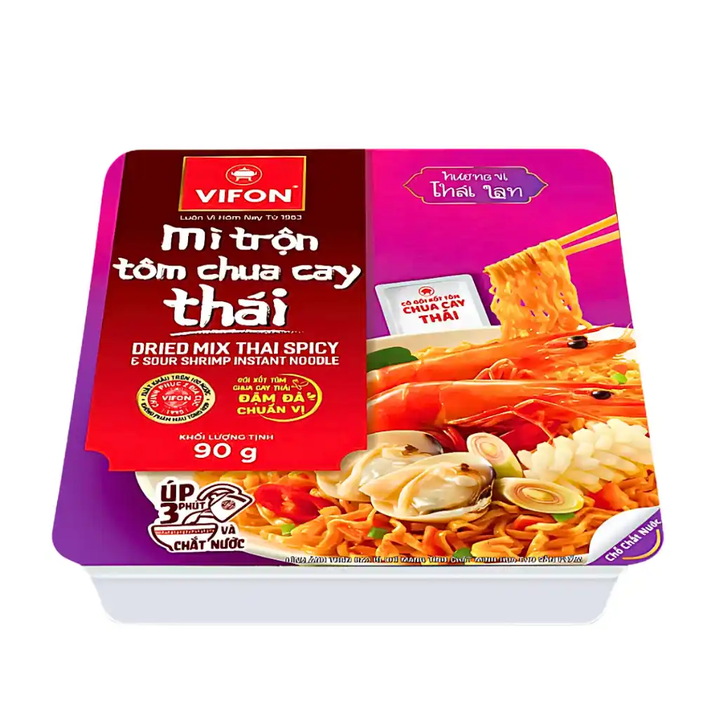 Thùng 18 khay mì trộn Pad Thái/tôm chua cay Thái Vifon 90g