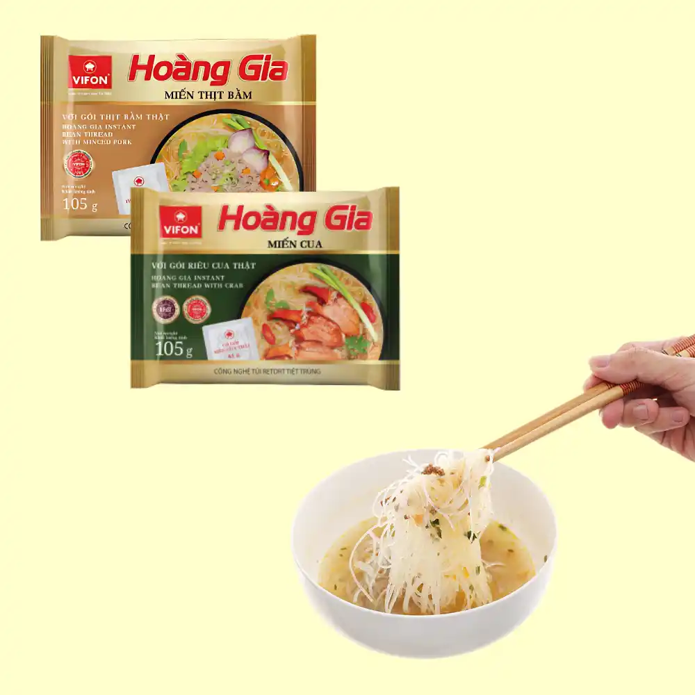 Thùng 18 miến cua/thịt bằm Vifon Hoàng Gia gói 105g