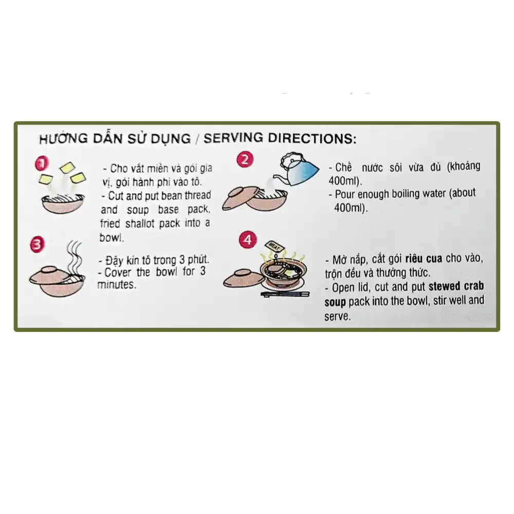 Thùng 18 miến cua/thịt bằm Vifon Hoàng Gia gói 105g