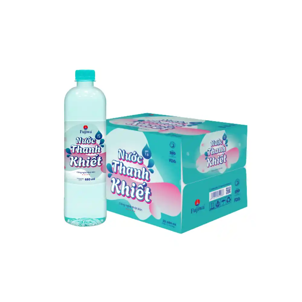 Thùng 20 chai nước thanh khiết pha sữa và uống thuốc Fujiwa 680ml