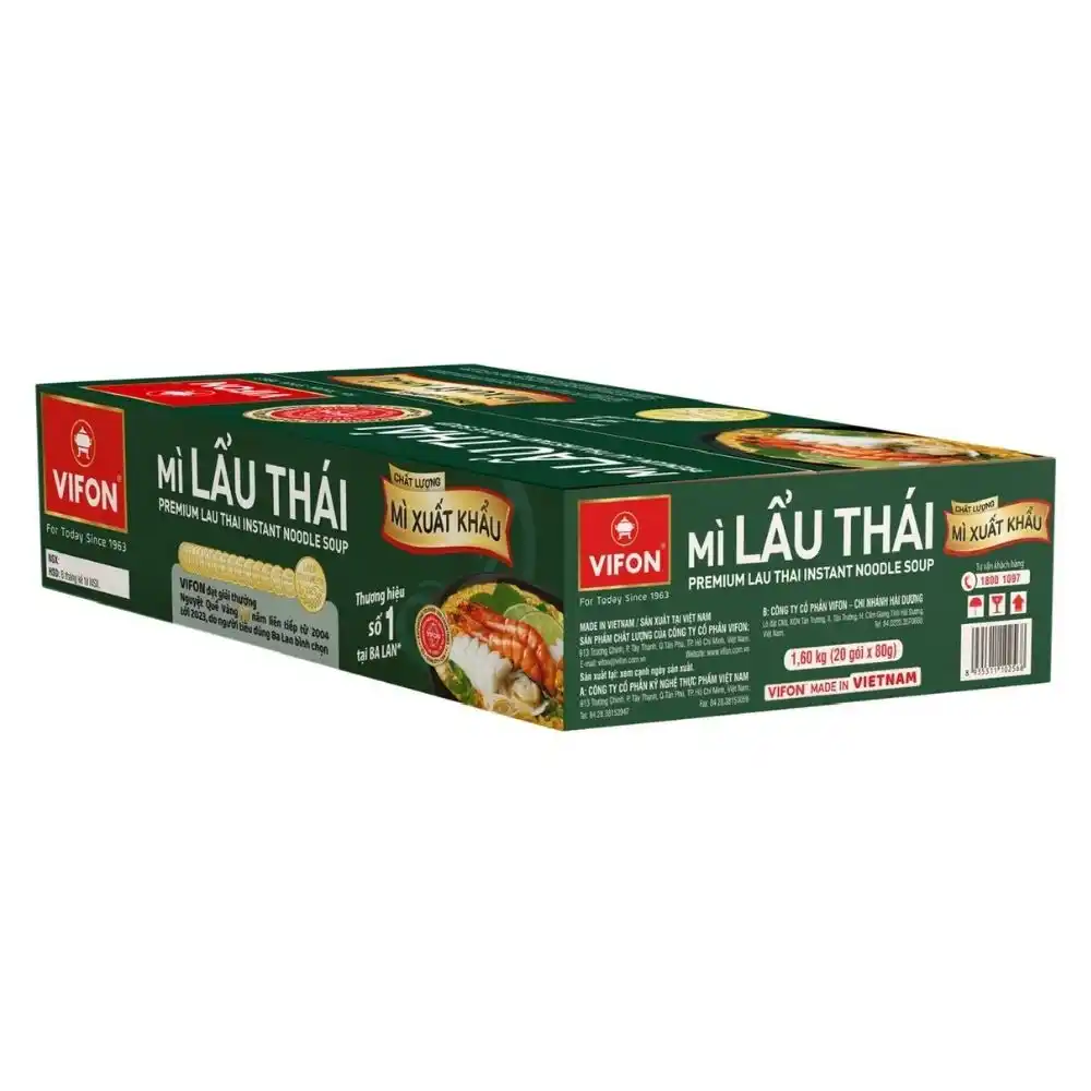 Thùng 20 gói mì xuất khẩu Vifon vị kim chi/lẩu thái/mix vị gói 80g