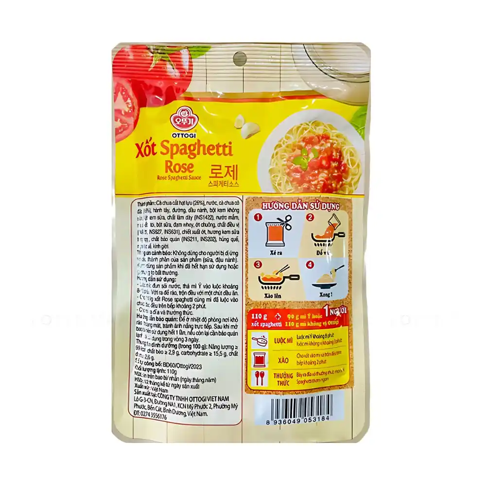 Thùng 20 gói xốt spaghetti vị cà chua/rose/cà chua và ớt  Ottogi gói 110g