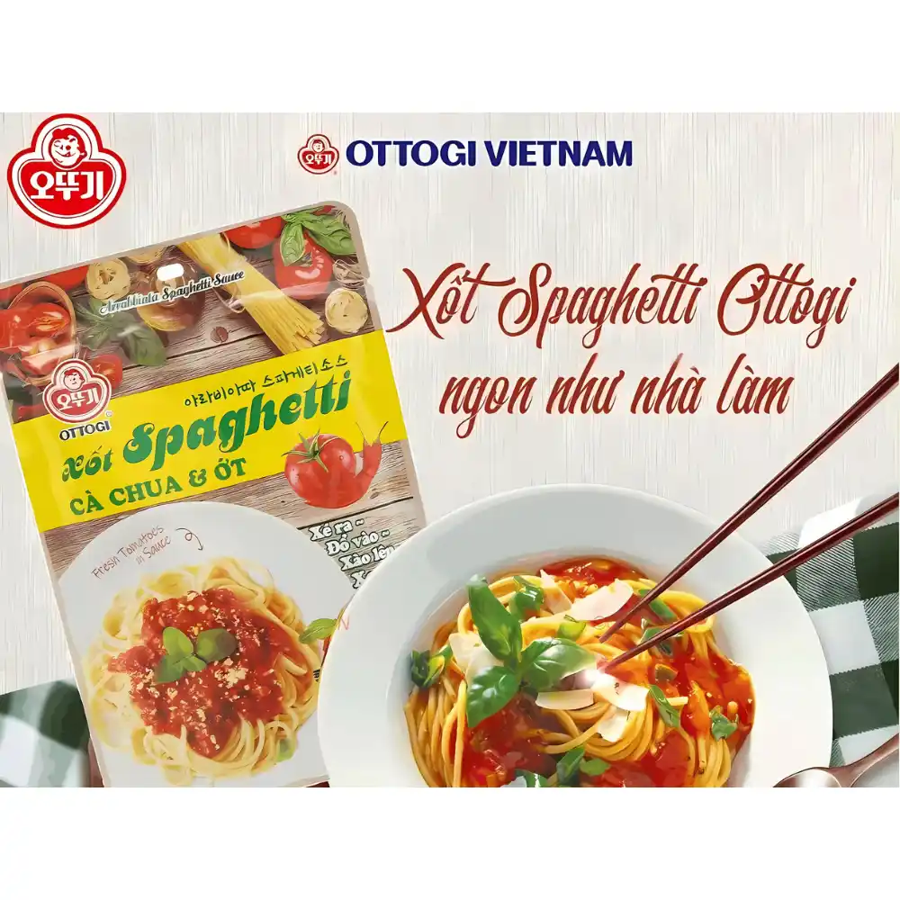 Thùng 20 gói xốt spaghetti vị cà chua/rose/cà chua và ớt  Ottogi gói 110g