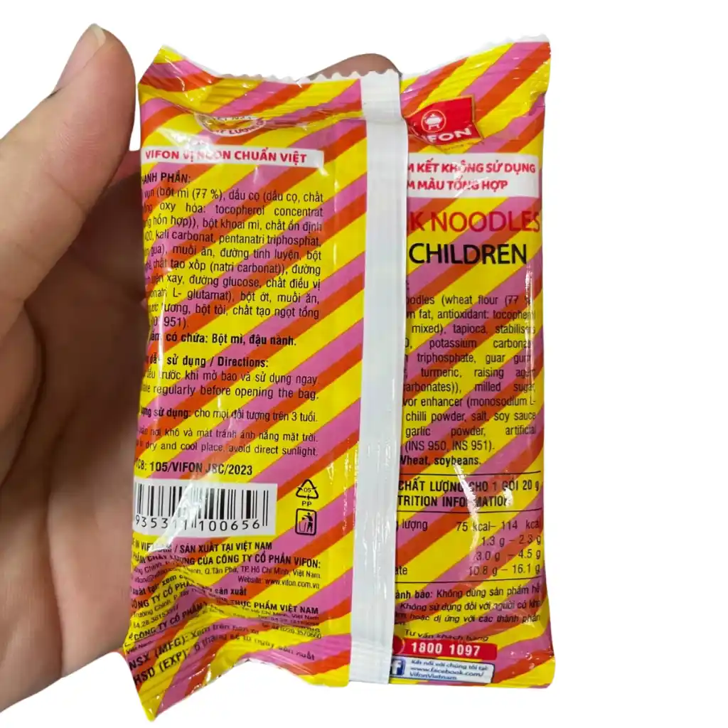 Thùng 200 gói mì trẻ em Vifon gói 20g