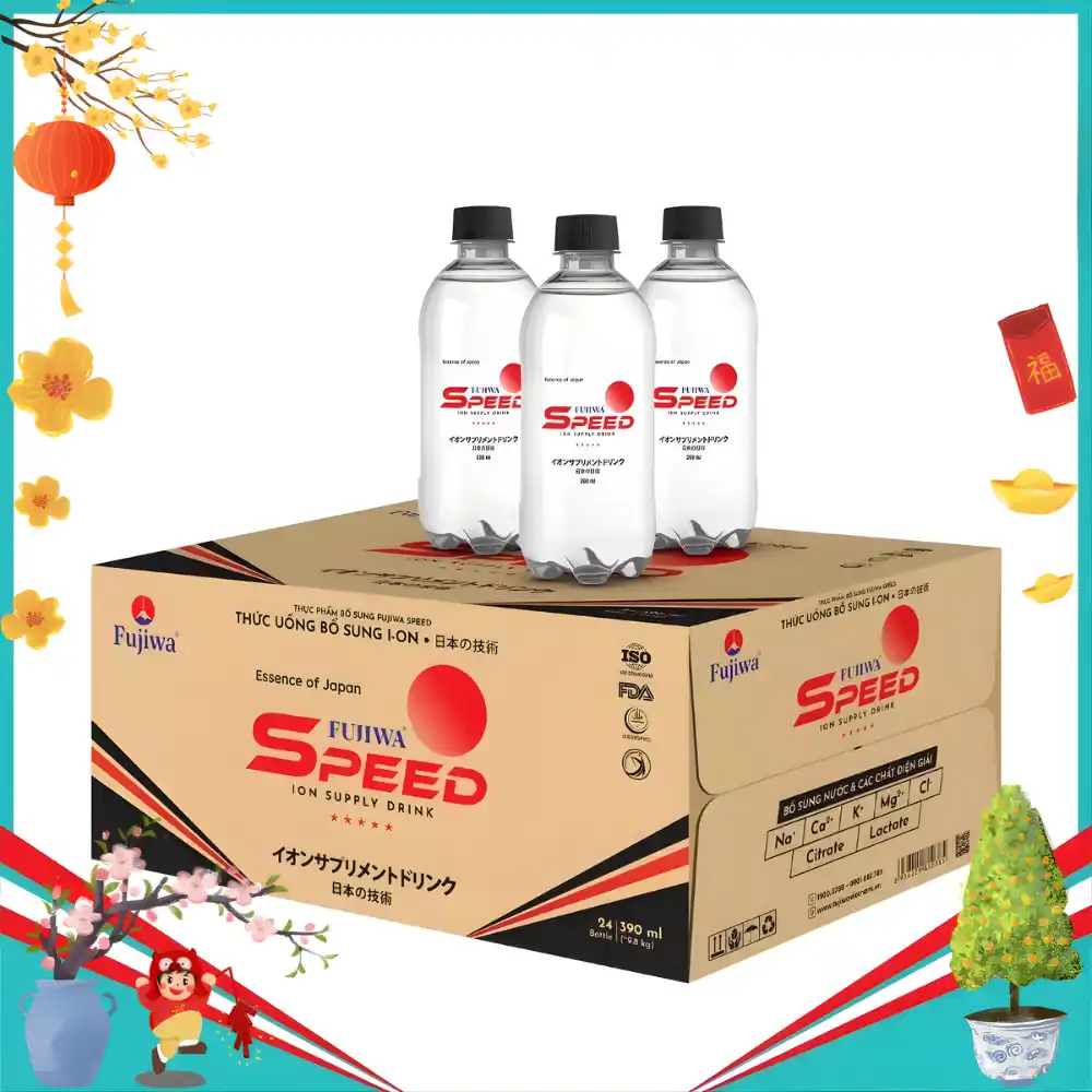 Thùng 24 chai nước uống bổ sung ion Fujiwa Speed 390ml