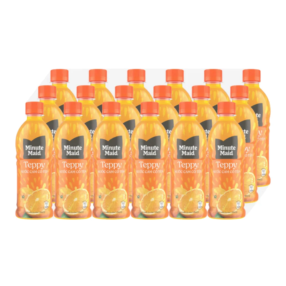 Thùng 24 chai nước cam có tép Teppy Minute Maid 327ml