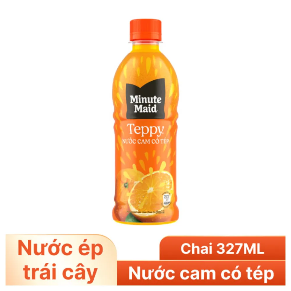 Thùng 24 chai nước cam có tép Teppy Minute Maid 327ml