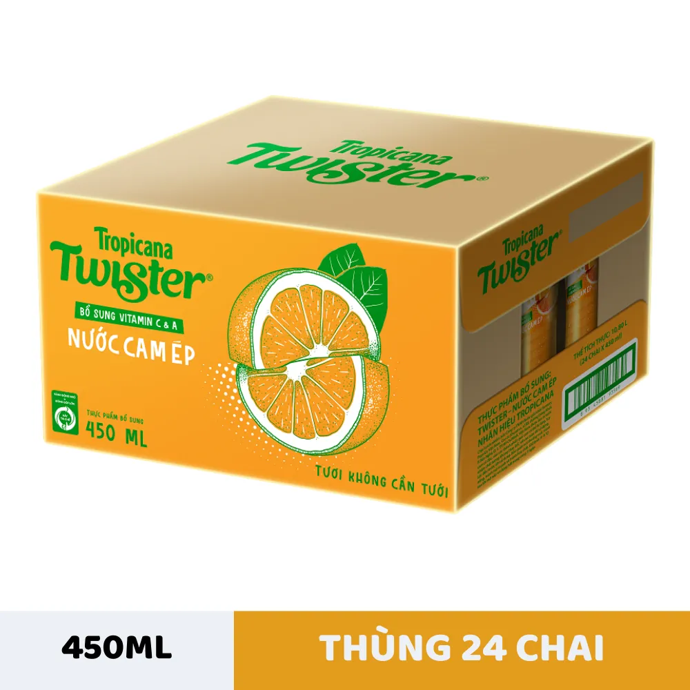 Thùng 24 chai nước cam ép Twister 450ml