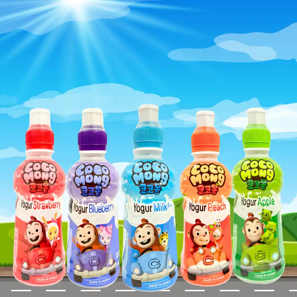 Thùng 24 chai nước lợi khuẩn Cocomong vị sữa/dâu/táo/đào/việt quất chai 235ml