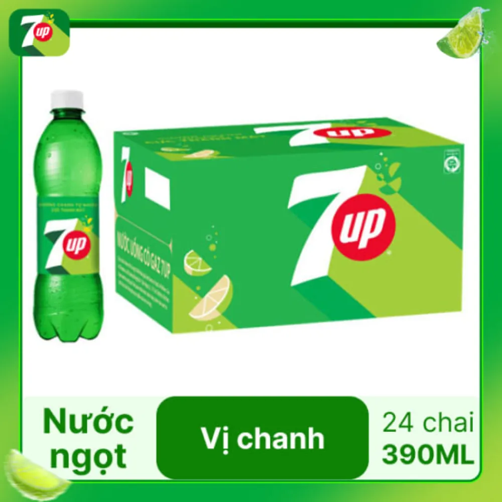 Thùng 24 chai nước ngọt 7Up 390ml