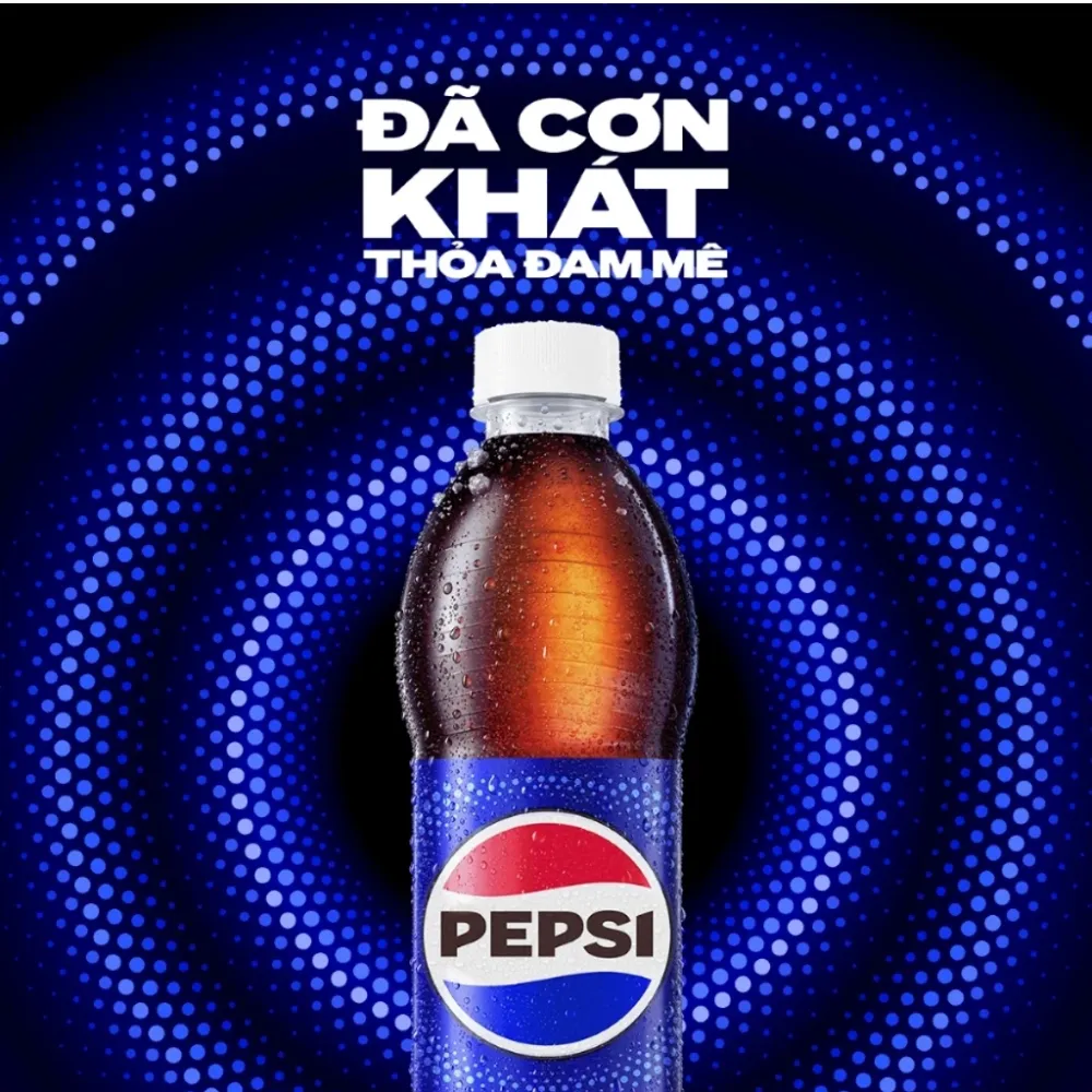 Thùng 24 chai nước ngọt Pepsi Cola 390ml