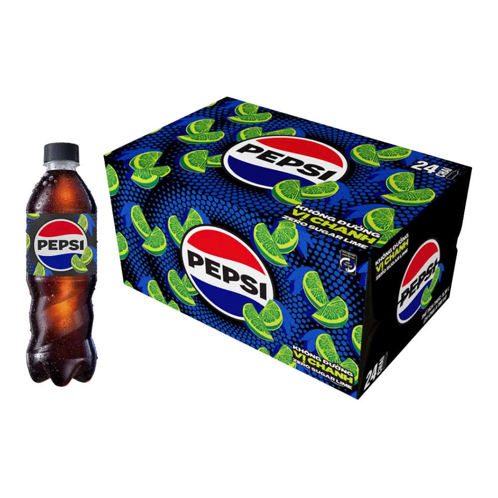 Thùng 24 chai nước ngọt Pepsi không calo vị chanh 390ml