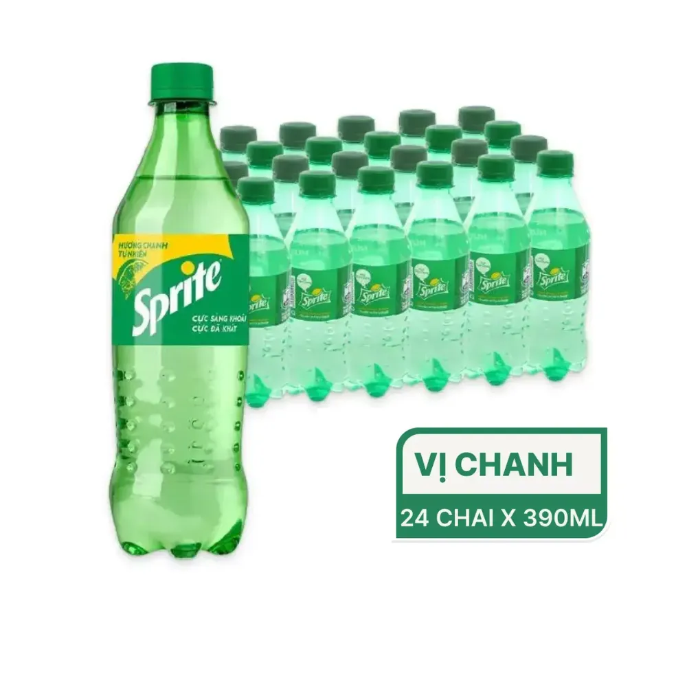 Thùng 24 chai nước ngọt Sprite chanh 390ml