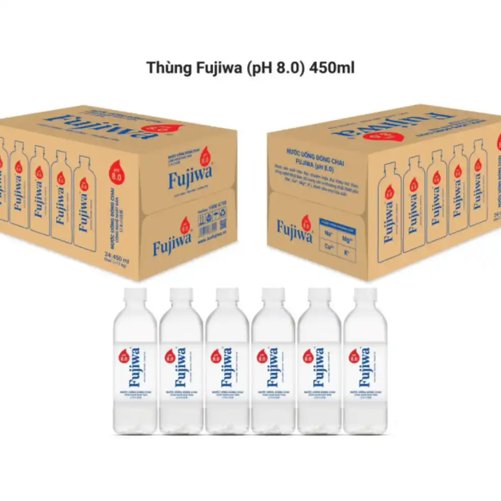 Thùng 24 chai nước pH8 bổ sung kiềm Fujiwa 450ml
