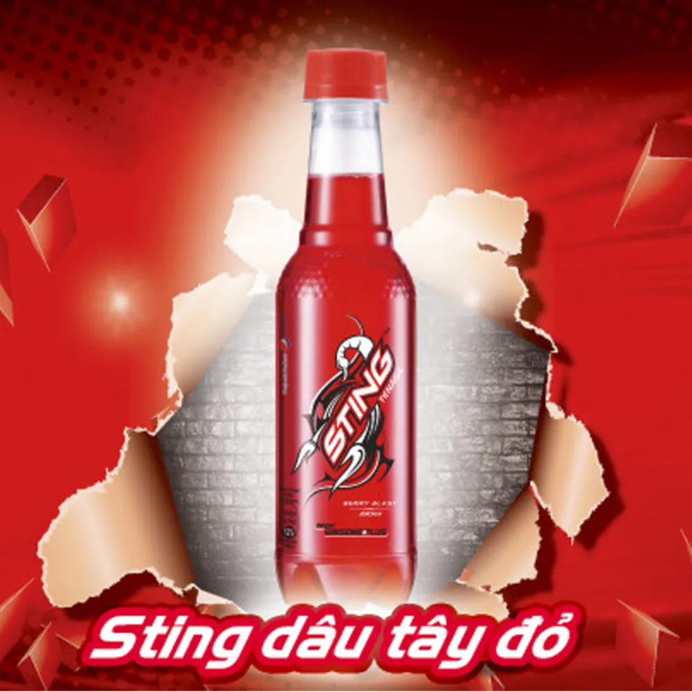 Thùng 24 chai nước tăng lực Sting hương dâu 330ml
