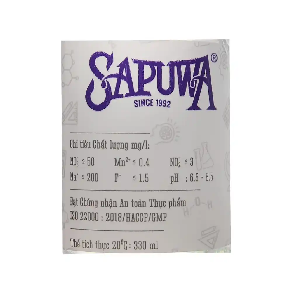 Thùng 24 chai nước uống tinh khiết Sapuwa 330ml