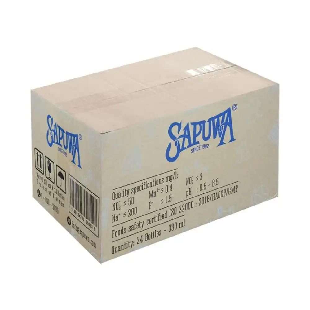 Thùng 24 chai nước uống tinh khiết Sapuwa 330ml